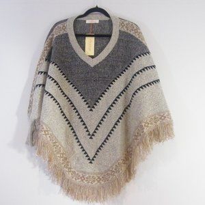 Fringed Knitted Poncho by Orange Fashion Village
